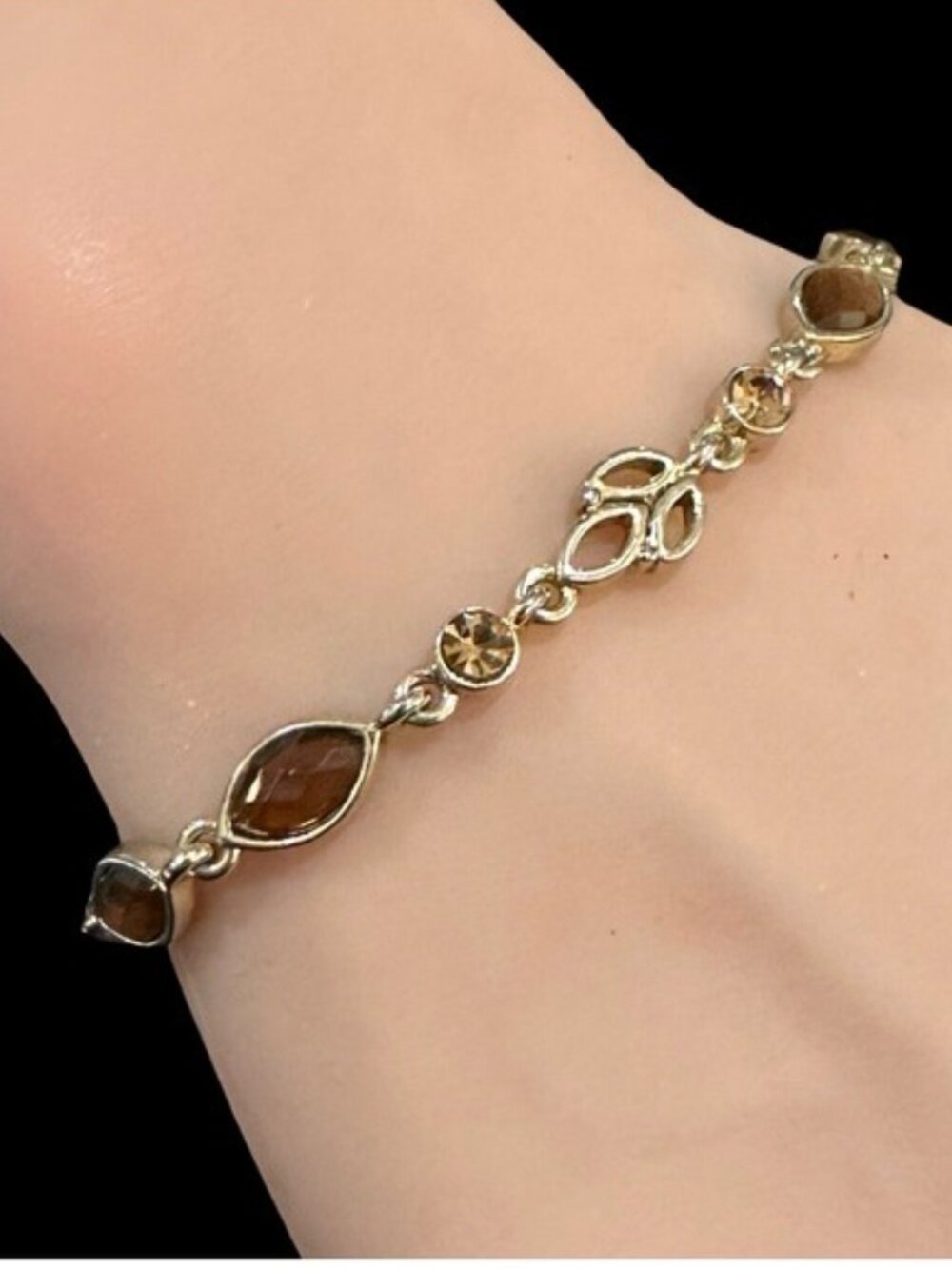 Gold-Tone Bracelet With Brown & Amber Accents